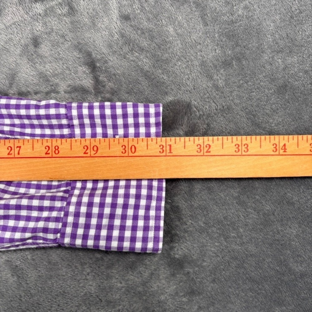 J Press Button Down Shirt Mens Medium Purple Gingham Check Cotton Long Sleeve - Picture 14 of 16